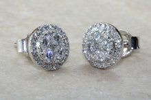 Load image into Gallery viewer, Dressy diamond cluster stud earings,natural round cut diamonds set in 18ct white gold. This has to be the perfect gift for any occasion