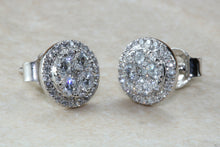 Load image into Gallery viewer, Dressy diamond cluster stud earings,natural round cut diamonds set in 18ct white gold. This has to be the perfect gift for any occasion