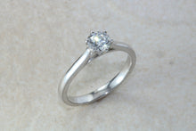 Load image into Gallery viewer, Elegant Charles and Colvard 1 carat Forever One graded Mossainte platinum solitaire