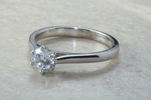 Load image into Gallery viewer, Elegant Charles and Colvard 1 carat Forever One graded Mossainte platinum solitaire