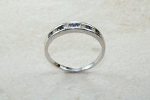 Load image into Gallery viewer, Simple and dainty blue Sapphire and Diamond set eternity ring,natural blue sapphire and diamonds set in 9ct white gold, perfect for all ages