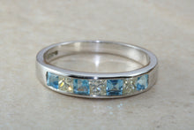 Load image into Gallery viewer, Rare Combination of Diamond and Blue Topaz Eternity Ring
