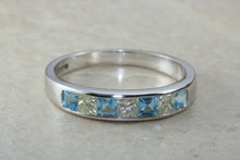 Load image into Gallery viewer, Rare Combination of Diamond and Blue Topaz Eternity Ring