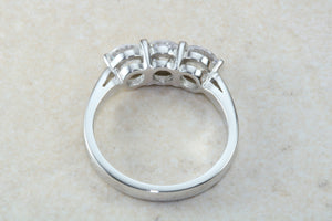 Very dressy Trilogy ring with Charles and Colvard Mossainte diamonds,3 carat weight, Forever One grade diamond's,top colour and clarity