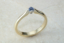 Load image into Gallery viewer, Simple Blue Sapphire solitaire ring, 9ct yellow and white gold, perfect gift solution for any occasion. September birthstone, Taurus zodiac