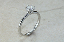 Load image into Gallery viewer, Traditional yet elegant Charles and Colvard Mossainte solitaire, top Forever One grade Lab created Diamond, 0.50 to 3 carat sizes available