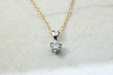 Load image into Gallery viewer, Elegant diamond solitaire necklace, One carat round Forever One Charles and Colvard diamond in 18ct white and yellow gold