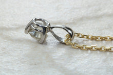 Load image into Gallery viewer, Elegant diamond solitaire necklace, One carat round Forever One Charles and Colvard diamond in 18ct white and yellow gold