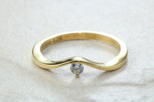 Load image into Gallery viewer, Very very dainty natural diamond set ring, small round diamond in solid 18ct yellow gold. Perfect as promise ring,enagement ring, ideal gift