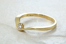 Load image into Gallery viewer, Very very dainty natural diamond set ring, small round diamond in solid 18ct yellow gold. Perfect as promise ring,enagement ring, ideal gift