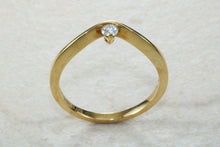 Load image into Gallery viewer, Very very dainty natural diamond set ring, small round diamond in solid 18ct yellow gold. Perfect as promise ring,enagement ring, ideal gift