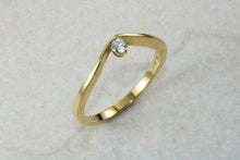Load image into Gallery viewer, Very very dainty natural diamond set ring, small round diamond in solid 18ct yellow gold. Perfect as promise ring,enagement ring, ideal gift