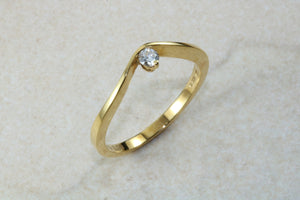 Very very dainty natural diamond set ring, small round diamond in solid 18ct yellow gold. Perfect as promise ring,enagement ring, ideal gift