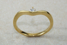Load image into Gallery viewer, Very very dainty natural diamond set ring, small round diamond in solid 18ct yellow gold. Perfect as promise ring,enagement ring, ideal gift