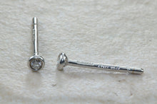 Load image into Gallery viewer, Very tiny and simple everyday diamond solitaire stud earings,natural round diamonds in white gold,no claws and very smooth to the touch