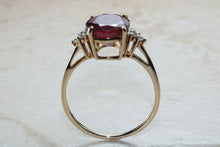 Load image into Gallery viewer, Ruby and Diamond dress ring, large 4 carat natural ruby with natural diamonds on the sides, perfect dress or statement ring, Ruby anniversry