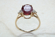 Load image into Gallery viewer, Ruby and Diamond dress ring, large 4 carat natural ruby with natural diamonds on the sides, perfect dress or statement ring, Ruby anniversry