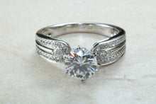 Load image into Gallery viewer, Stunning Charles and Colvard One carat Forever One Mossainte with natural diamonds set in this beautiful 18ct white gold ring