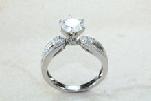 Load image into Gallery viewer, Stunning Charles and Colvard One carat Forever One Mossainte with natural diamonds set in this beautiful 18ct white gold ring