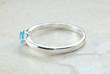 Load image into Gallery viewer, Dainty silver solitaire ring set with beautiful round Topaz C Z, birthstone for May,ideal as promise ring. Perfect gift for all occasions