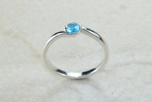 Load image into Gallery viewer, Dainty silver solitaire ring set with beautiful round Topaz C Z, birthstone for May,ideal as promise ring. Perfect gift for all occasions