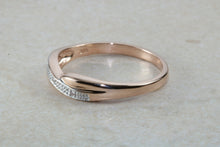 Load image into Gallery viewer, 9ct rose gold cross over ring, solid 9ct rose gold set with top grade diamond white cubic zirconia&#39;s