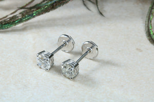 One carat Diamond set Solitaire Stud Earrings