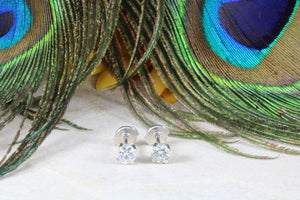 One carat Diamond set Solitaire Stud Earrings