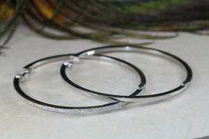 Very large 50 mm Round Diamond set Hoop Earrings Made From Best 950 Grade Platinum