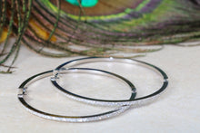 Load image into Gallery viewer, Very large 50 mm Round Diamond set 18ct White Gold Hoop Earrings