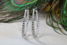 Load image into Gallery viewer, Very Large Full Diamond set White Gold Oval Hoop Earrings