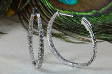 Load image into Gallery viewer, Very Large Full Diamond set White Gold Oval Hoop Earrings