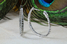 Load image into Gallery viewer, Very Large Full Diamond set White Gold Oval Hoop Earrings
