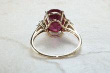 Load image into Gallery viewer, Ruby and Diamond dress ring, large 4 carat natural ruby with natural diamonds on the sides, perfect dress or statement ring, Ruby anniversry