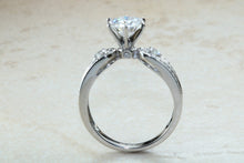 Load image into Gallery viewer, Stunning Charles and Colvard One carat Forever One Mossainte with natural diamonds set in this beautiful 18ct white gold ring