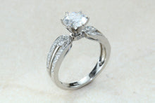 Load image into Gallery viewer, Stunning Charles and Colvard One carat Forever One Mossainte with natural diamonds set in this beautiful 18ct white gold ring