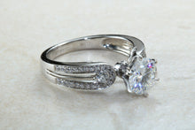 Load image into Gallery viewer, Stunning Charles and Colvard One carat Forever One Mossainte with natural diamonds set in this beautiful 18ct white gold ring