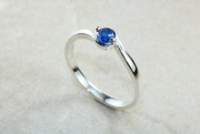 Load image into Gallery viewer, Dainty silver solitaire ring set with beautiful round Sapphire C Z, birthstone for May,ideal as promise ring. Perfect gift for all occasions
