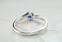 Load image into Gallery viewer, Dainty silver solitaire ring set with beautiful round Sapphire C Z, birthstone for May,ideal as promise ring. Perfect gift for all occasions