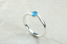 Load image into Gallery viewer, Dainty silver solitaire ring set with beautiful round Topaz C Z, birthstone for May,ideal as promise ring. Perfect gift for all occasions