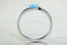 Load image into Gallery viewer, Dainty silver solitaire ring set with beautiful round Topaz C Z, birthstone for May,ideal as promise ring. Perfect gift for all occasions