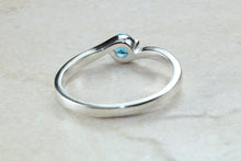 Load image into Gallery viewer, Dainty silver solitaire ring set with beautiful round Topaz C Z, birthstone for May,ideal as promise ring. Perfect gift for all occasions