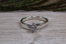 Load image into Gallery viewer, Silver solitaire twist style ring set with beautiful round Diamond white C Z, birthstone for April,ideal as promise, engagement