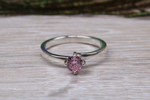Pink Sapphire C Z set Silver Ring