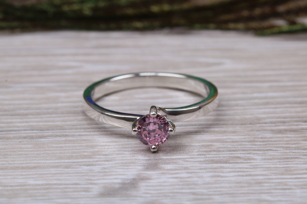 Pink Sapphire C Z set Silver Ring