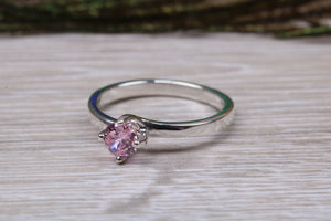 Pink Sapphire C Z set Silver Ring