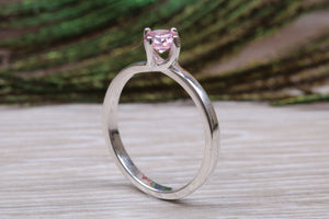 Pink Sapphire C Z set Silver Ring