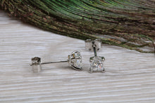 Load image into Gallery viewer, Elegant Princess cut Diamond Platinum Solitaire Stud Earrings
