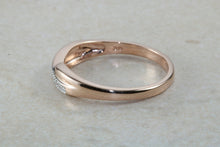 Load image into Gallery viewer, 9ct rose gold cross over ring, solid 9ct rose gold set with top grade diamond white cubic zirconia&#39;s