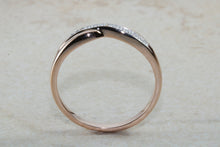 Load image into Gallery viewer, 9ct rose gold cross over ring, solid 9ct rose gold set with top grade diamond white cubic zirconia&#39;s